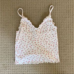 Brandy Melville White Tank with Pink Flowers!🌸